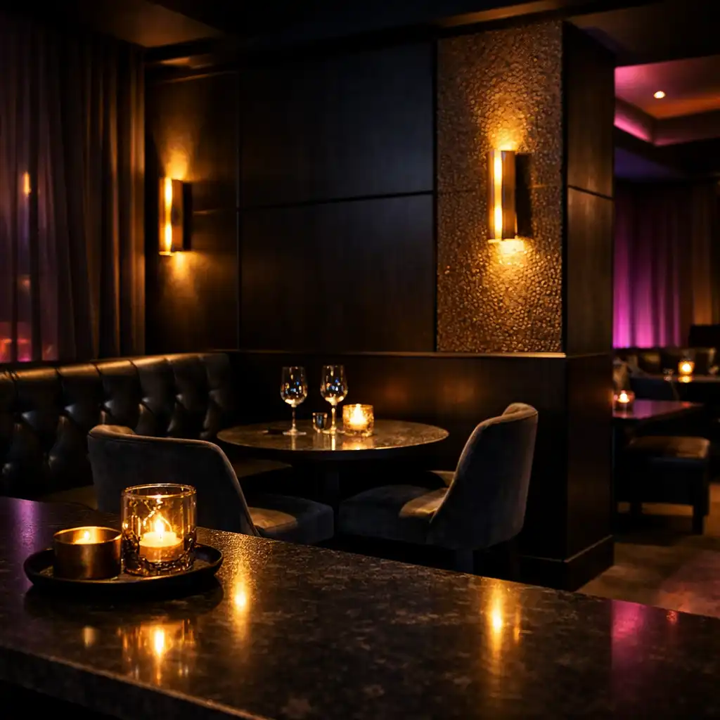 Csendes esti sarok elegáns dining lounge-ban